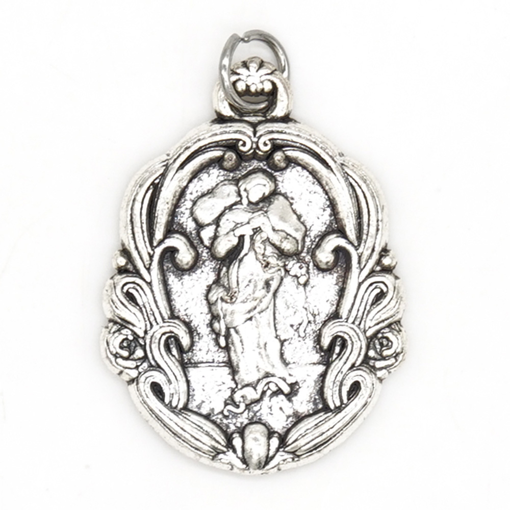 Heavenly Silver Metal Catholic Medal Pendant - Our Lady of Fatima, Undoer of Knots, St Christopher - Artesano