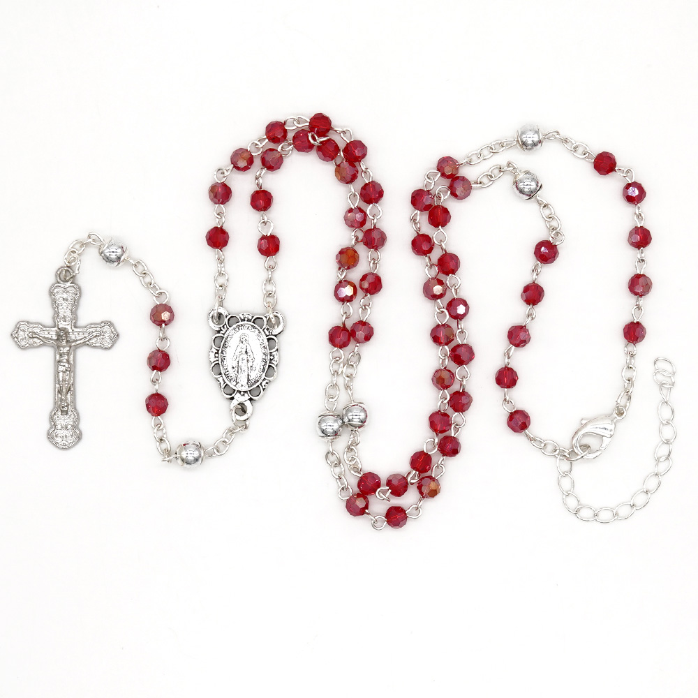 Miraculous Glass Catholic Rosary - Made in Philippines - Mama Mary Miraculous  - Free Pouch - Artesano