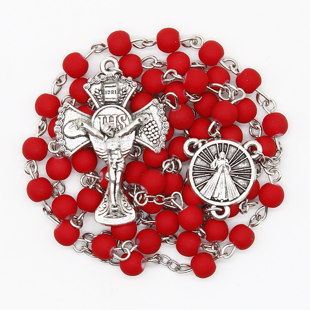 Graceful Pastel Catholic Rosary - Mama Mary Miraculous, Divine Mercy - Artesano