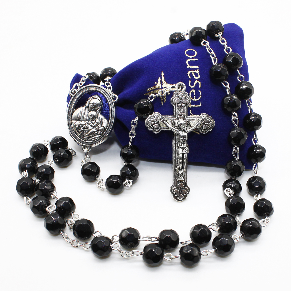 Miraculous Crystal Glass Catholic Rosary - Mama Mary Miraculous - Artesano