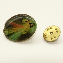 Merciful Gold Metal Epoxy Catholic Pin - Made in Italy - Divine Mercy - Artesano
