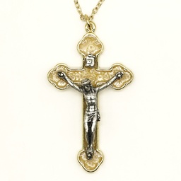 Enlightening Gold Metal Enameled Catholic Cross Necklace - Made in Italy - Artesano Gifts