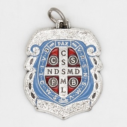 Protective Silver Metal Catholic Badge Medal Pendant - St Benedict  - Artesano