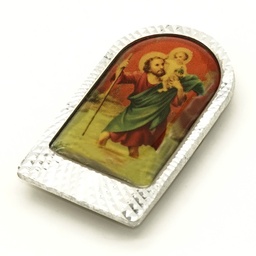 Guiding Silver Metal Catholic Magnet - Made in Italy - St Christopher - Artesano