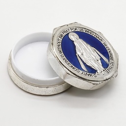 Virgin Mary Silver Metal Catholic Box - Mama Mary Miraculous - Artesano