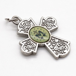 Holy Silver Metal Catholic Cross Pendant - Sacred Heart, Mama Mary Miraculous - Artesano