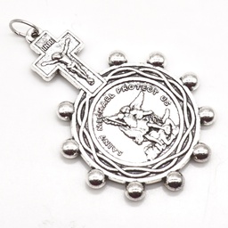 Guardian Silver Metal Catholic Rosary Ring - St Michael, Guardian Angel - Artesano