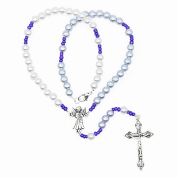 Devotional Plastic Pearl Catholic Cord Rosary - Guardian Angel, St Benedict - Artesano