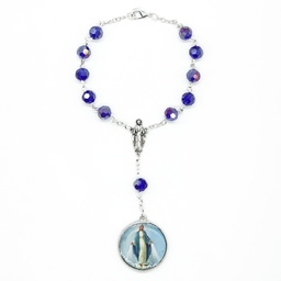 Graceful Crystal Catholic Auto Rosary - Mama Mary Miraculous, Divine Mercy - Artesano