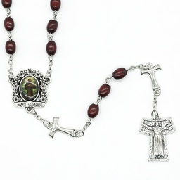 Peaceful Wood Catholic Rosary  - St Francis - Artesano