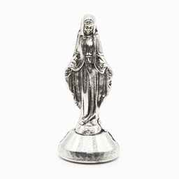 Virgin Mary Silver Metal Catholic Mini Statue - Mama Mary Miraculous - Artesano