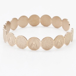 Purifying Stainless Steel Laser Engraved Catholic Cuff Bracelet - Mama Mary Miraculous, St Benedict  - Artesano