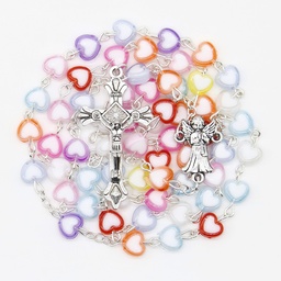 Devoted Catholic Heart Shaped Rosary - Mama Mary Miraculous, Baby Guardian Angel - Artesano