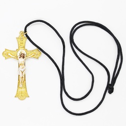 Sacred Gold Metal Color-Printed Catholic Cross Pendant - Artesano