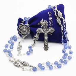 Graceful Crystal Catholic Rosary - Mama Mary Miraculous - Metal Roses Our Father - Artesano