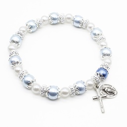 Virgin Mary Miraculous Pearl Glass Catholic Rosary Bracelet - Artesano